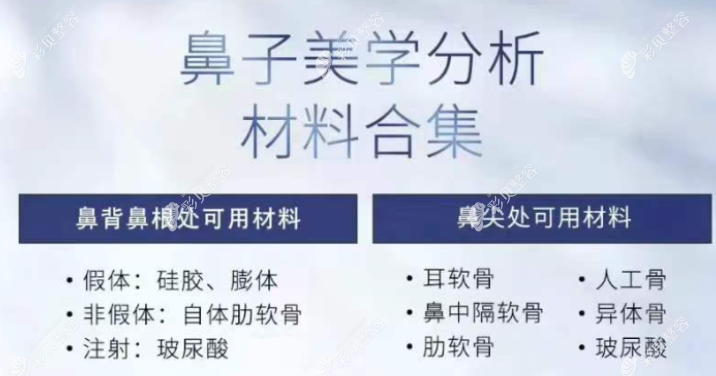 隆鼻鼻背和鼻尖常用的假体材料